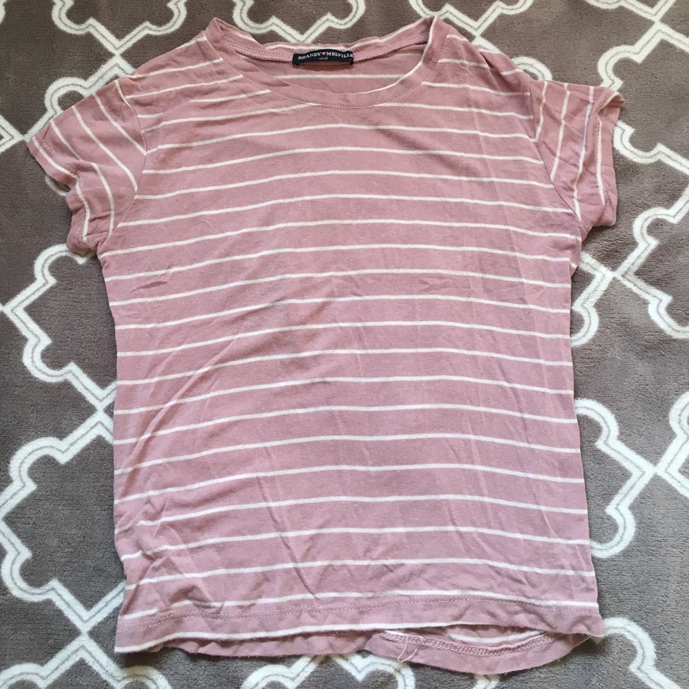 Brandy Melville pink and white striped top